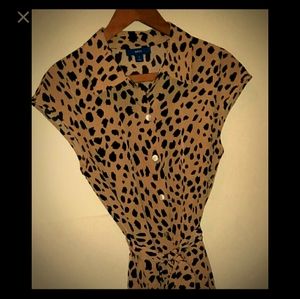 Leopard print shirt dress